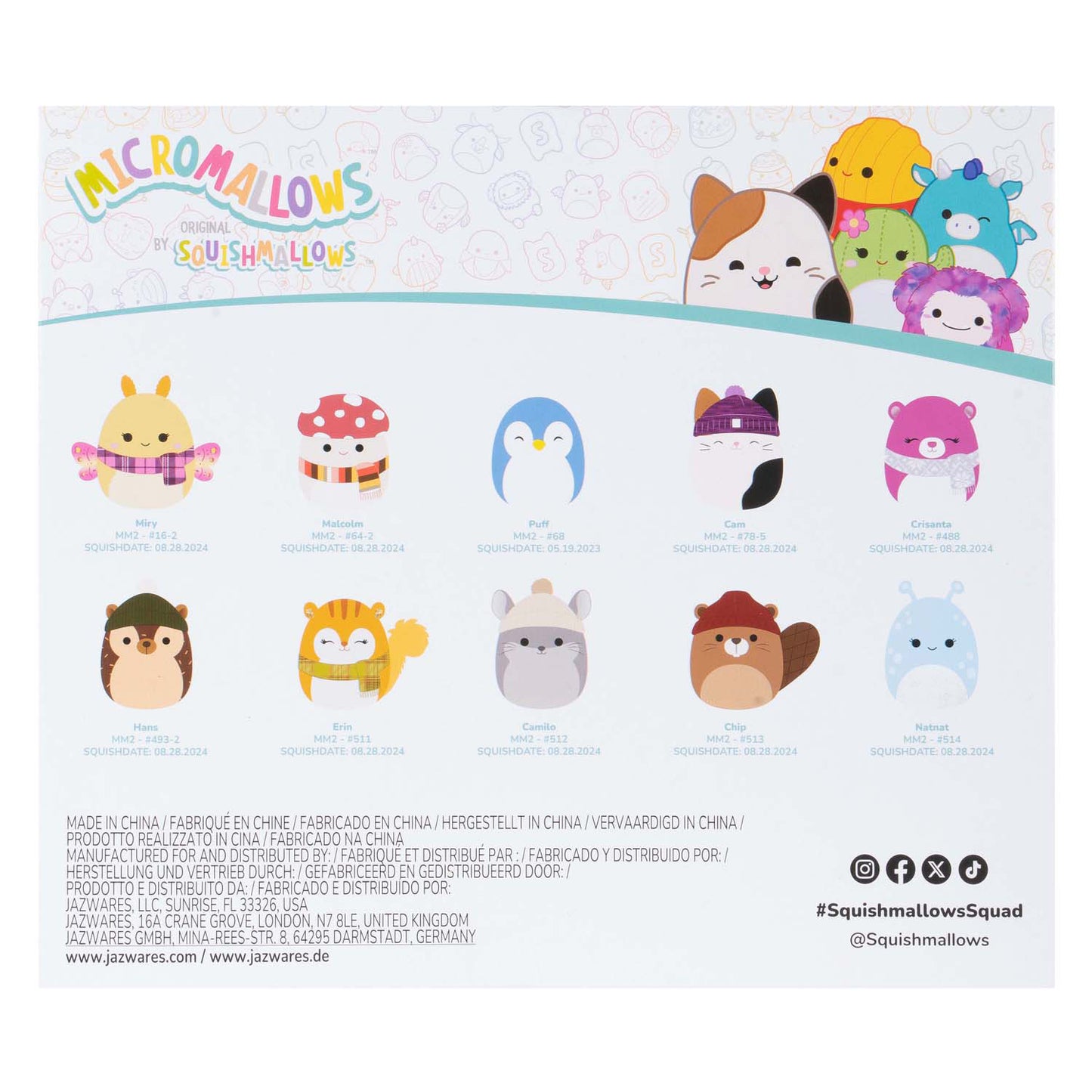 Jazwares Squishmallows Kuscheltier Plüsch - Micromallows Winter - 10 Stk.