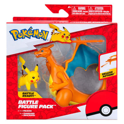 Jazwares Pokémon-Kampf-Feature-Figurenset – Glurak und Pikachu – 2-tlg.