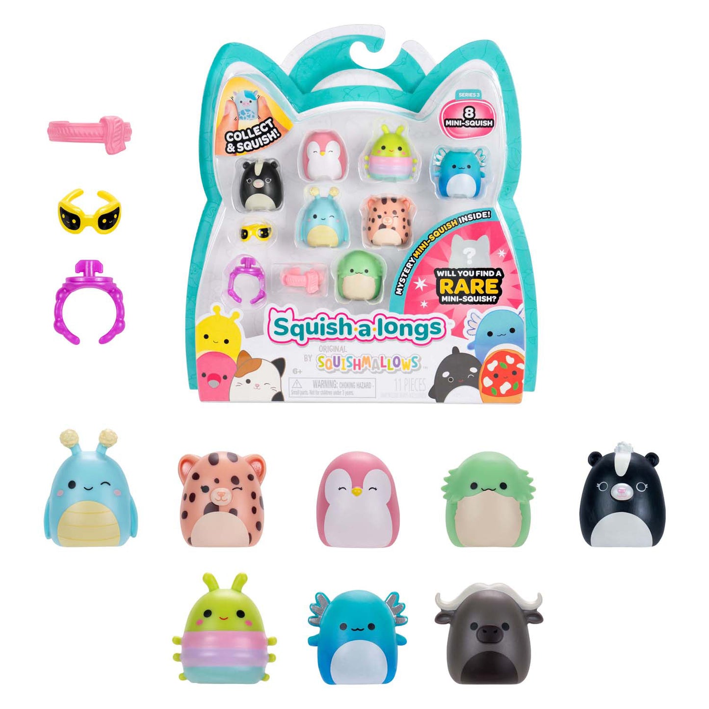 Jazwares Squishmallows – Squish-A-Longs-Spielzeugfiguren Stil 1 – 8 Stück.
