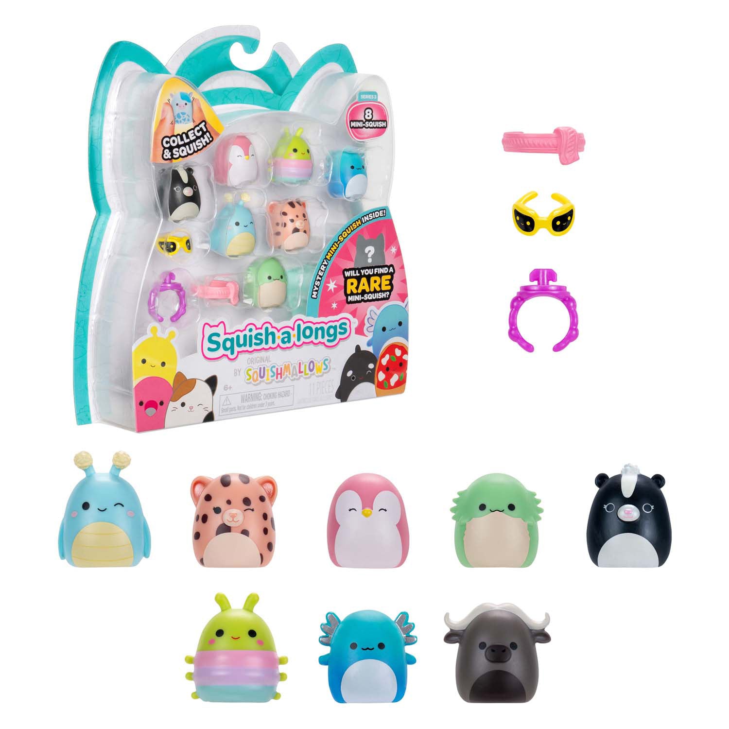 Jazwares Squishmallows – Squish-A-Longs-Spielzeugfiguren Stil 1 – 8 Stück.
