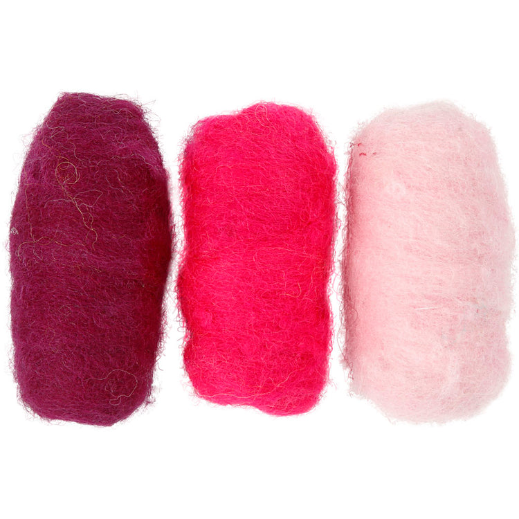Creativ Company kardierte Wolle, lila-rosa Harmonie, 3x10 gr 1 Box