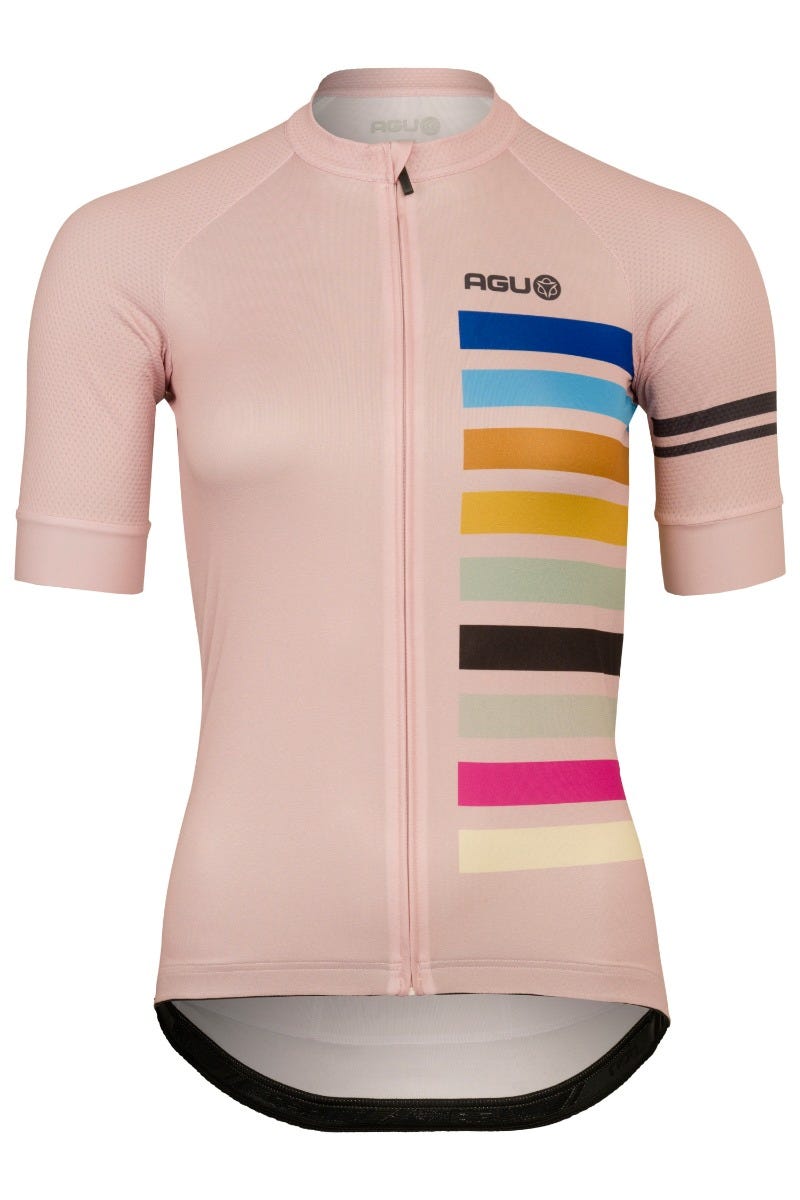 Regenbogen-Radsportshirt Essential Damen Pink Frost