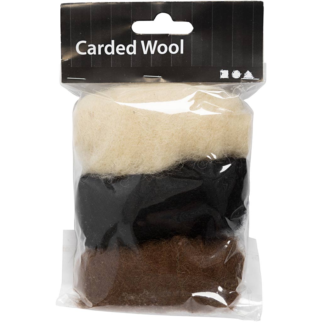 Creativ Company kardierte Wolle, verschiedene Farben, 3x10 gr 1 Box