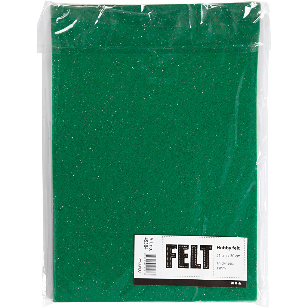 Creativ Company Hobbyfilz, A4, Blatt 210x297 mm, Stärke 1,5-2 mm, grün, 10 Blatt 1 Karton