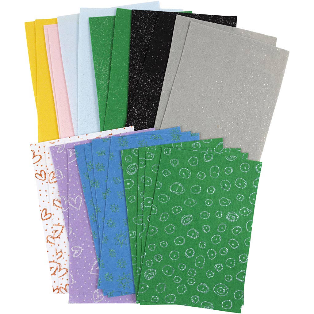 Creativ Company Hobbyfilz, Blatt 21x30 cm, Stärke 1,5-2 mm, Inhalt kann variieren, verschiedene Farben, 24 Blatt 1 Karton