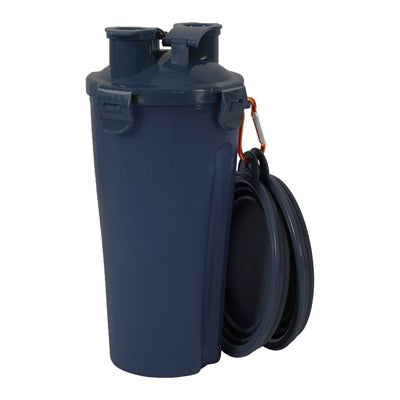 Zolux Bvk 2in1 Reissetflasche mit Food Bowl und Trinkbehälter Blau