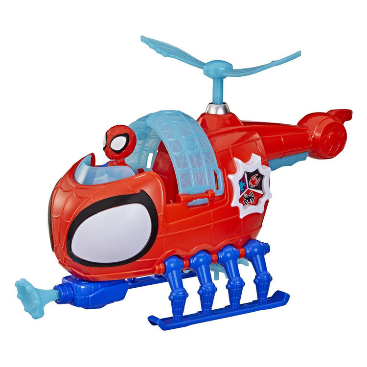 Hasbro Spielzeug-Spinnenhubschrauber mit Actionfigur und Zubehör.