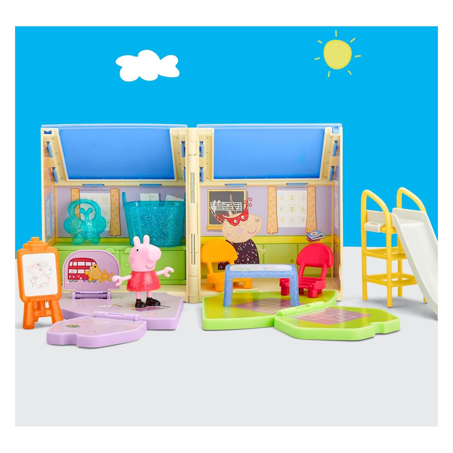 Hasbro Peppa Pig Spielset, Puppe, offenes Spielzimmer, Schule, Klassenzimmer, Fantasie.