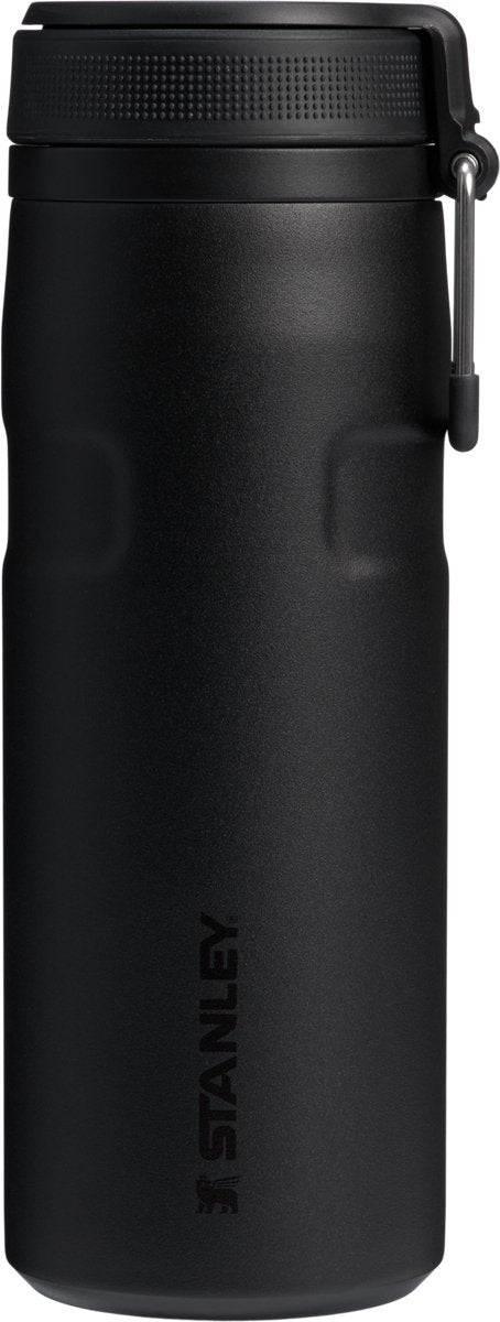 Stanley Twist Flip 2.0 Wasserflasche mit Drehverschluss mit Feder 0,47 l – 10 Stunden kalt – 2 Tage kalt mit Eis – Edelstahl-Trinkflasche – BPA-frei – auslaufsicher – spülmaschinenfest – Schwarz