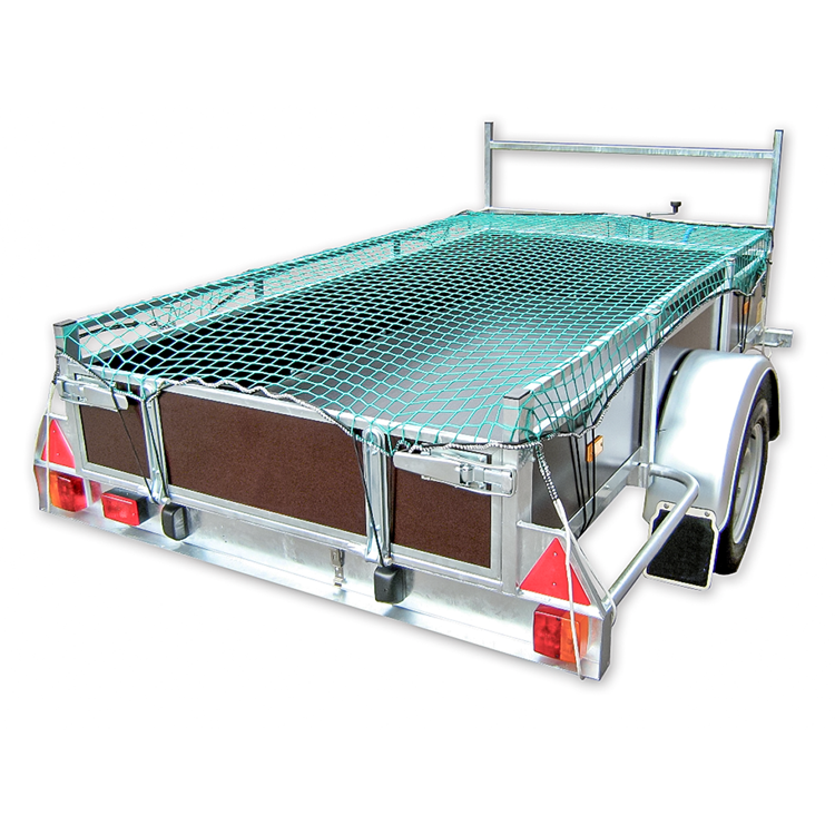 Konvox 1059956 - Anhängernetz 140x250 elastische Eckschlaufen elastisch grobmaschig | 1 Stk