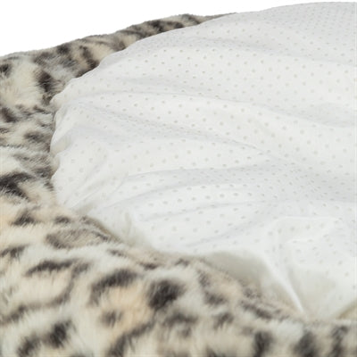 Trixie Hundebett Leo, weicher runder Plüsch, cremefarben mit Leopardenmuster