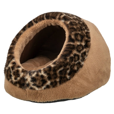 Trixie Katzenbett Iglu Leo weicher Plüsch braun mit Leopardenmuster