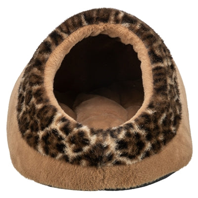 Trixie Katzenbett Iglu Leo weicher Plüsch braun mit Leopardenmuster