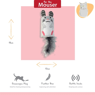 Happy Pet Tabby Patch Maus Ratsche und Rolle grau
