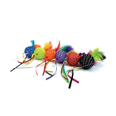 Happy Pet Tabby Patch Glitzerball mit Rassel und Federn