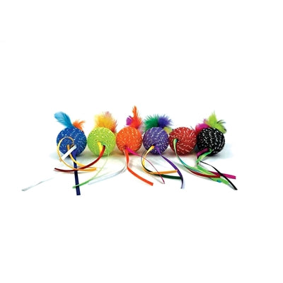 Happy Pet Tabby Patch Glitzerball mit Rassel und Federn