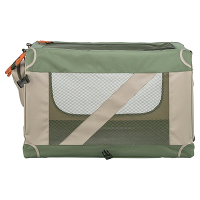 Trixie Hundehütte, bequeme Bank, Stoff-Reisekorb, olivgrün, beige