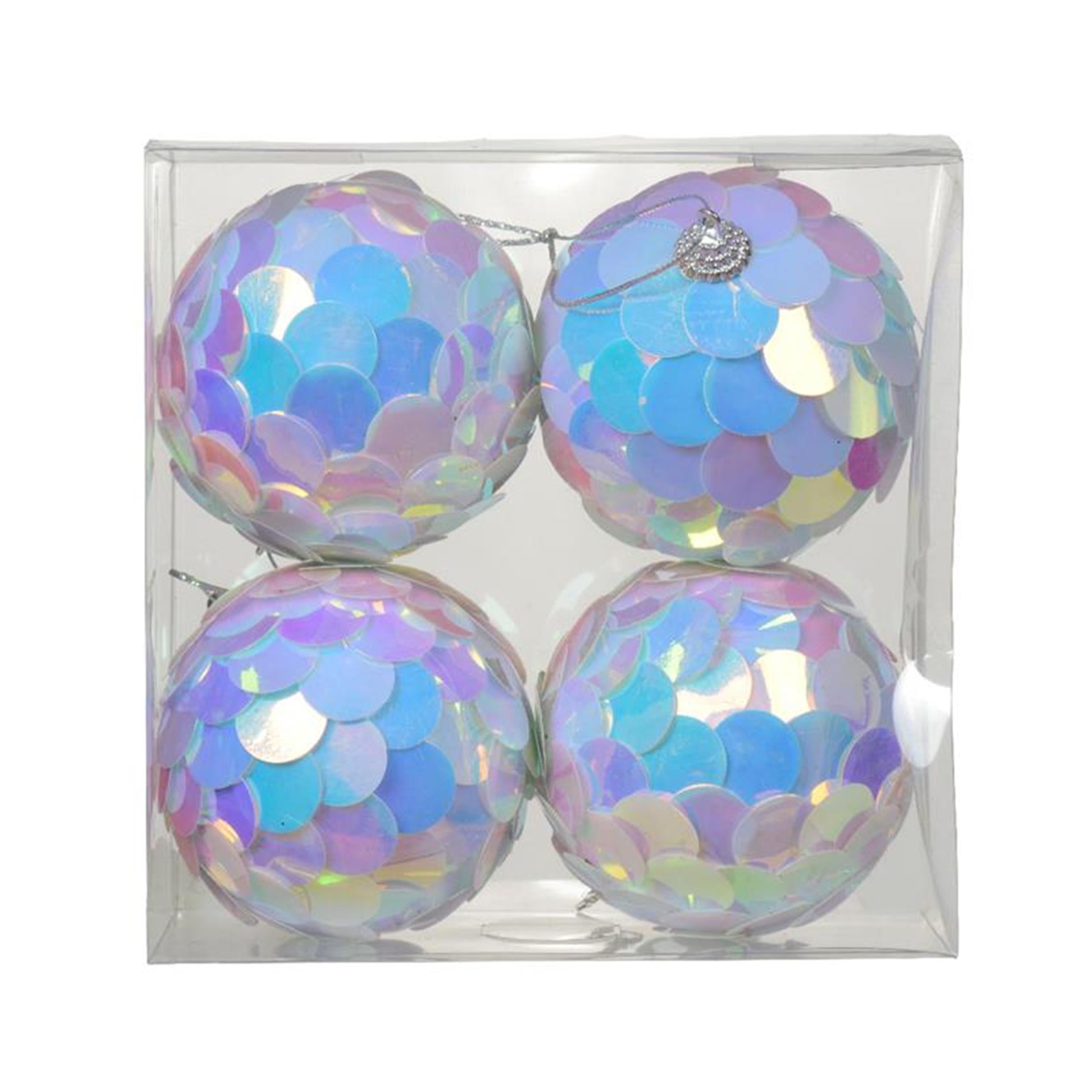 Decoris Weihnachtskugel Pailletten irisierend 8cm 4 Stk