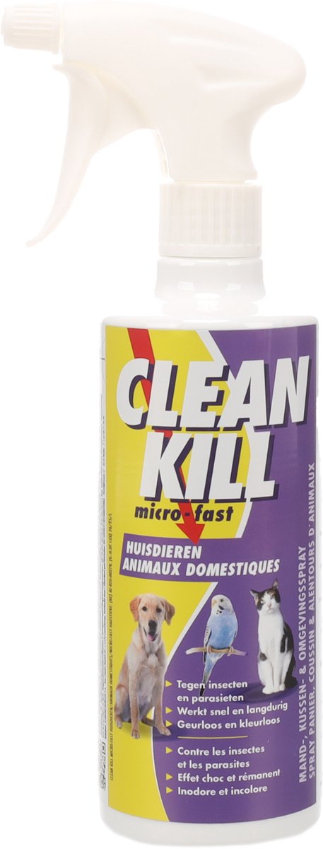Flamingo-Flohspray – Cleankill Microfast Spray 450 ml – Anti-Parasiten-Spray – gegen Flöhe – Zecken – Läuse und Milben – für Möbel und Teppiche – nicht zur Anwendung bei Tieren – hergestellt in Europa