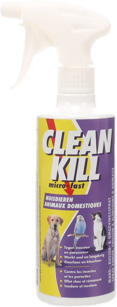 Flamingo-Flohspray – Cleankill Microfast Spray 450 ml – Anti-Parasiten-Spray – gegen Flöhe – Zecken – Läuse und Milben – für Möbel und Teppiche – nicht zur Anwendung bei Tieren – hergestellt in Europa