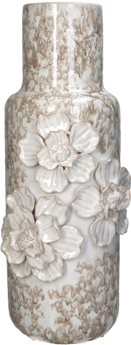 HD Collection Vase aus Steingut, weiß, 16,5 x 15,5 x 39 cm