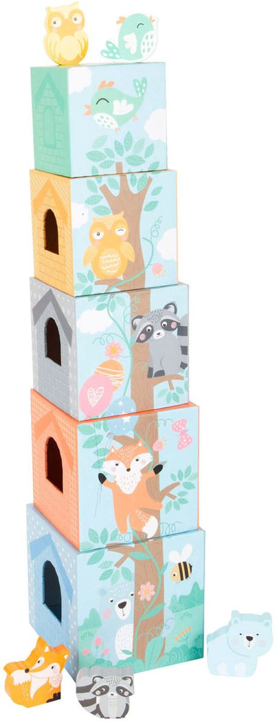 Kleiner Fußstapel -Turm mit Waldtieren Pastell, 10dlg.