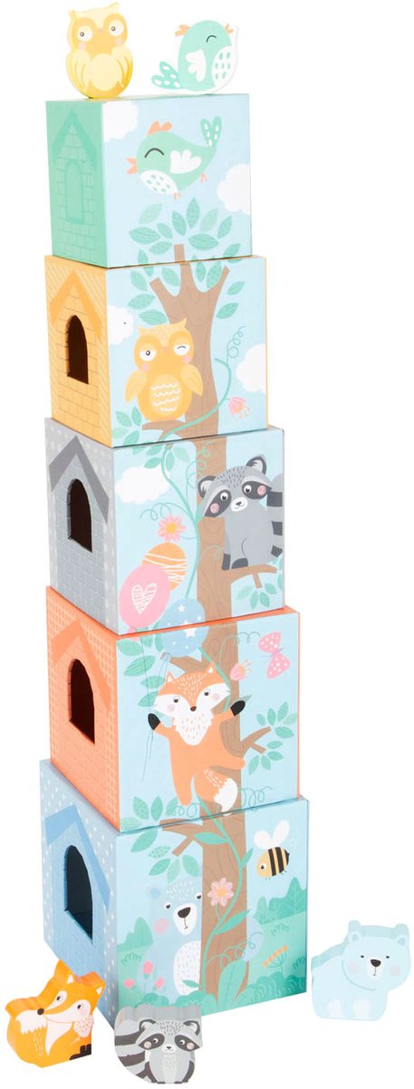 Kleiner Fußstapel -Turm mit Waldtieren Pastell, 10dlg.