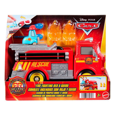 Mattel Disney und Pixar Cars Radiator Springs Racing and Rescue – Feuerwehr – Spielset Rot und Guido