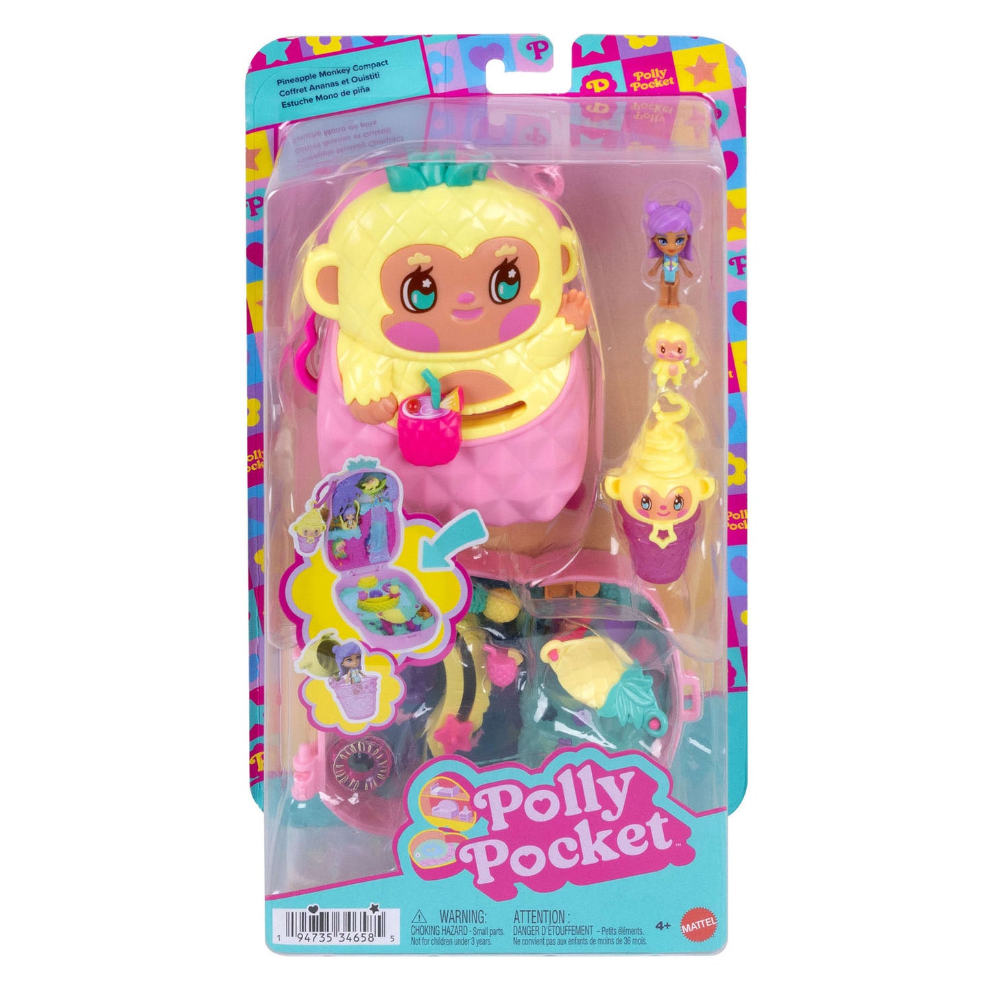 Polly Pocket Ananas-Affe, kompaktes Spielset