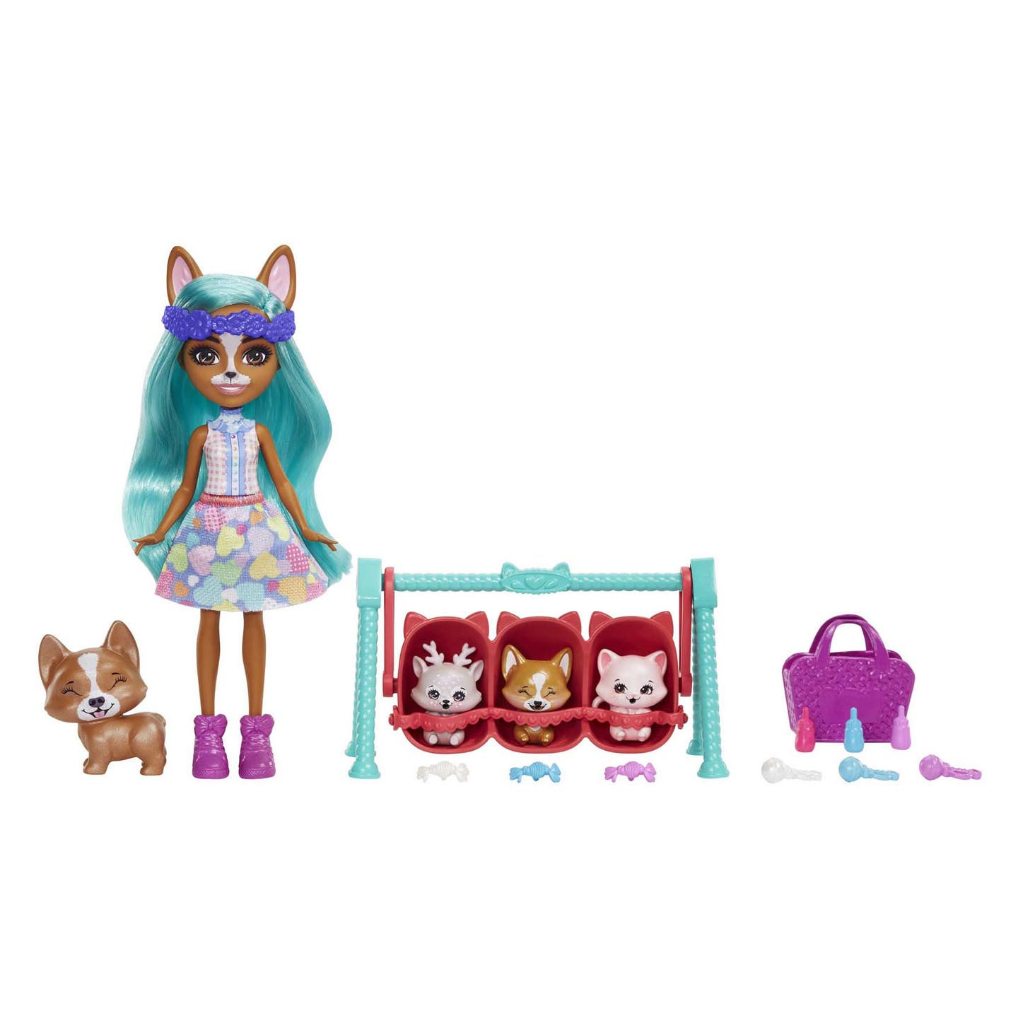 Mattel Enchantimals Baby Beste Freunde Pop Crizia Corgi und Show