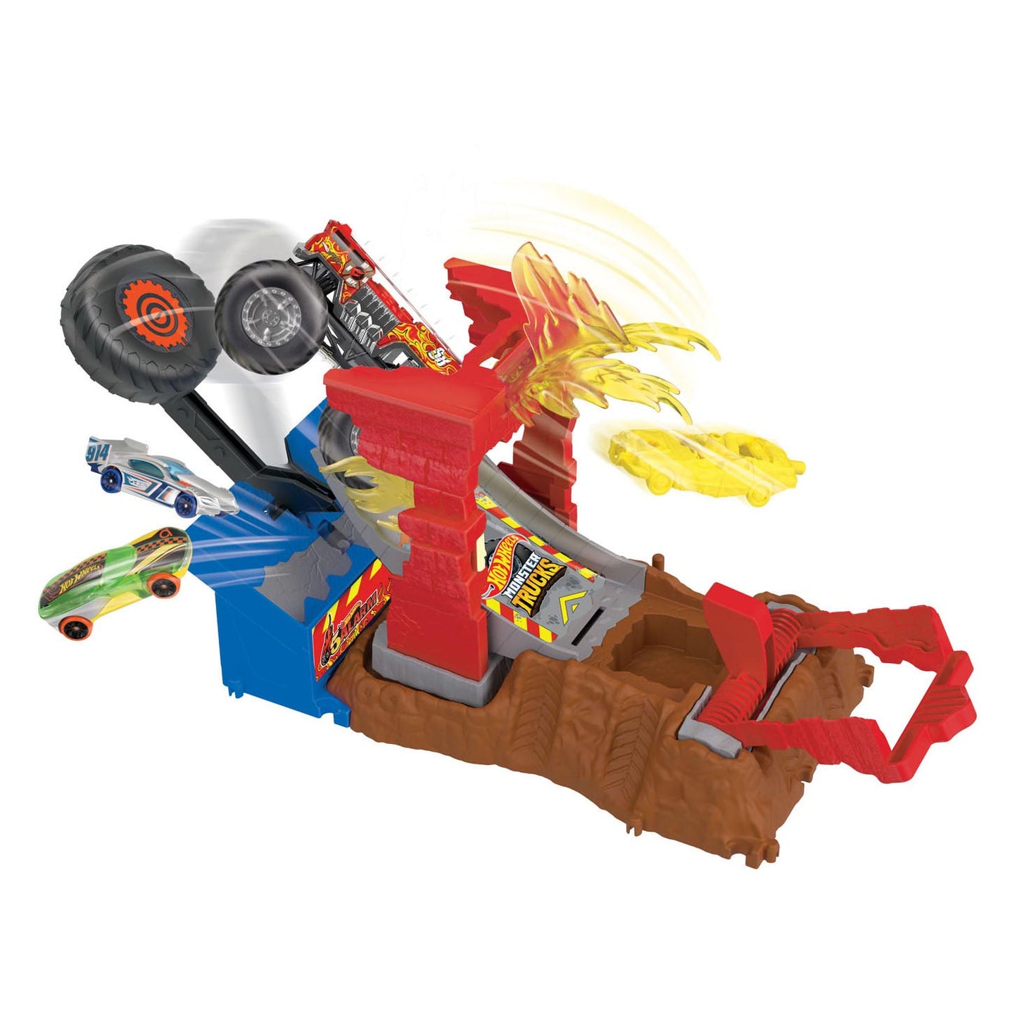 Hot Wheels Monster Trucks Arena Smash 5 Alarm Fire Crash Play Set Set