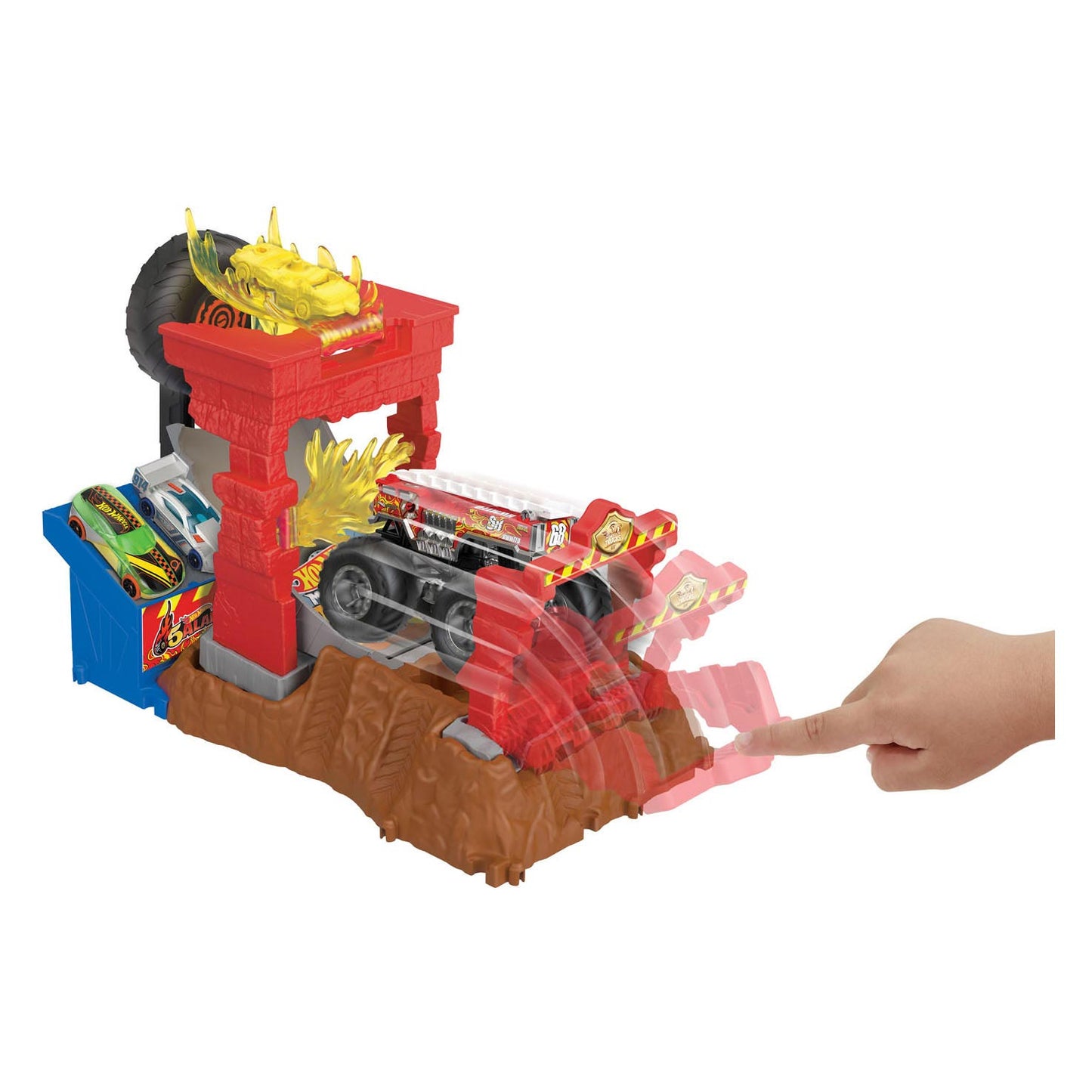 Hot Wheels Monster Trucks Arena Smash 5 Alarm Fire Crash Play Set Set