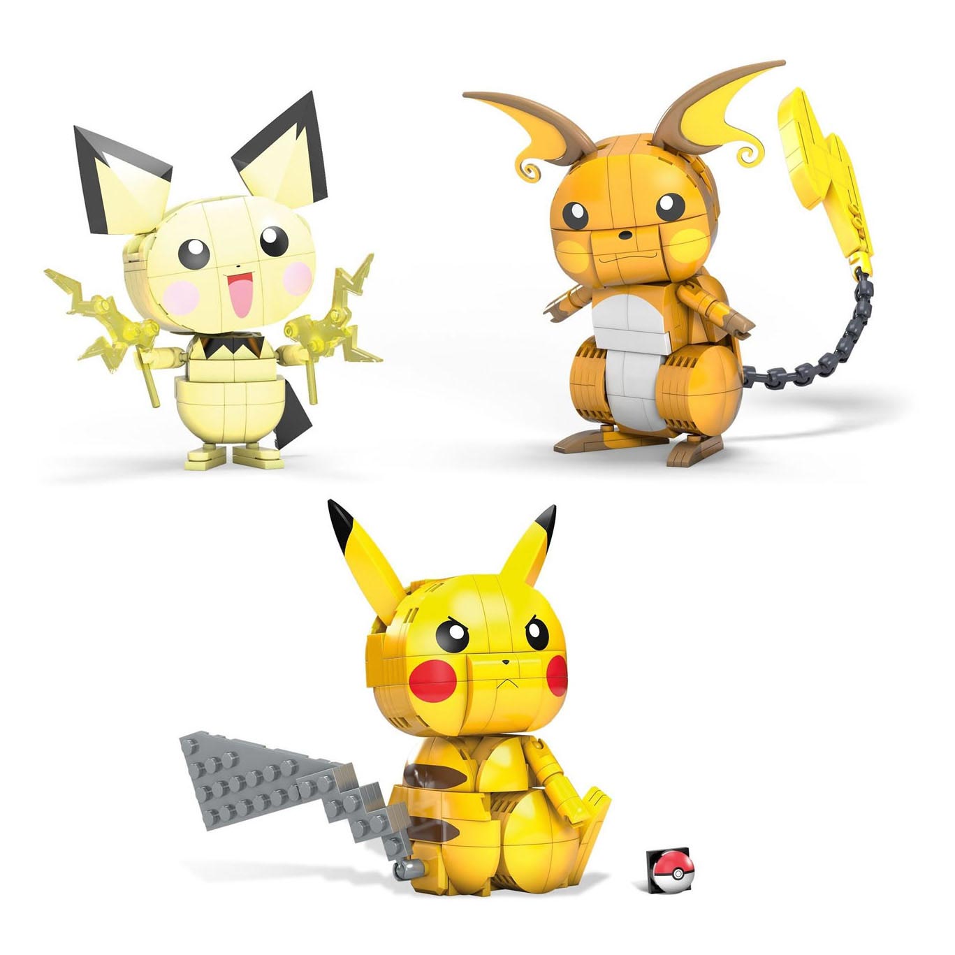 Pokémon Mega Constux Pokemon Construction Set Build und Show Pikachu Evolution Trio