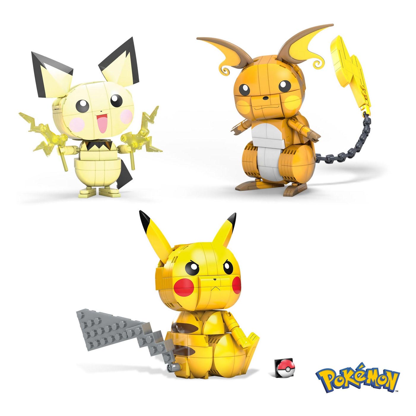 Pokémon Mega Constux Pokemon Construction Set Build und Show Pikachu Evolution Trio