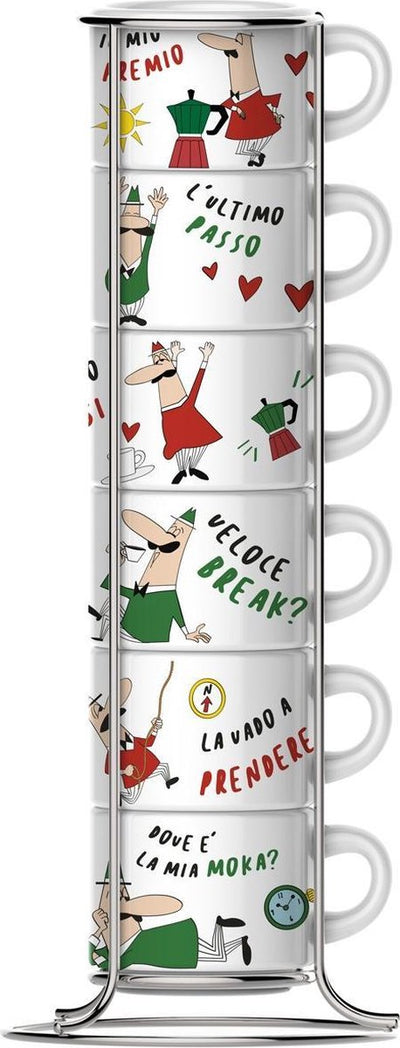 Bialetti impilabili italia Espressotassen im Gestell 6 Stück