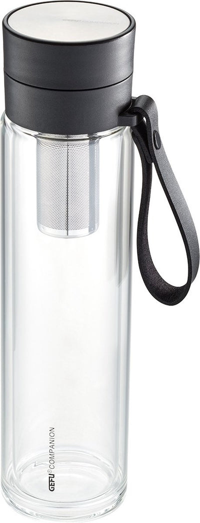 Gefu doppelwandige Glasflasche mit Hülle und Teefilter, 450 ml - | Begleiter