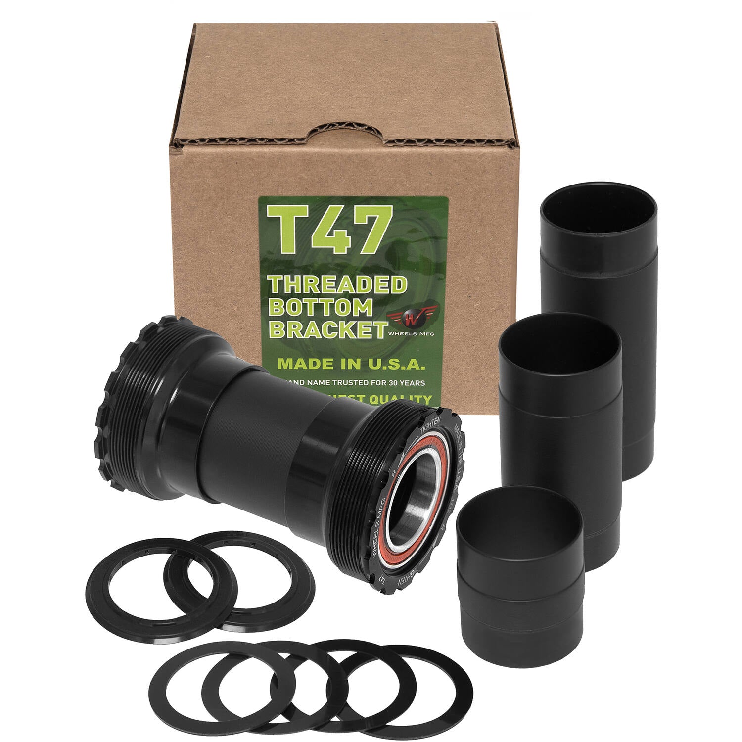 Räder Herstellung von Rädern MFG Bottom Bracket T47 Shimano 24 mm ACB Schwarz