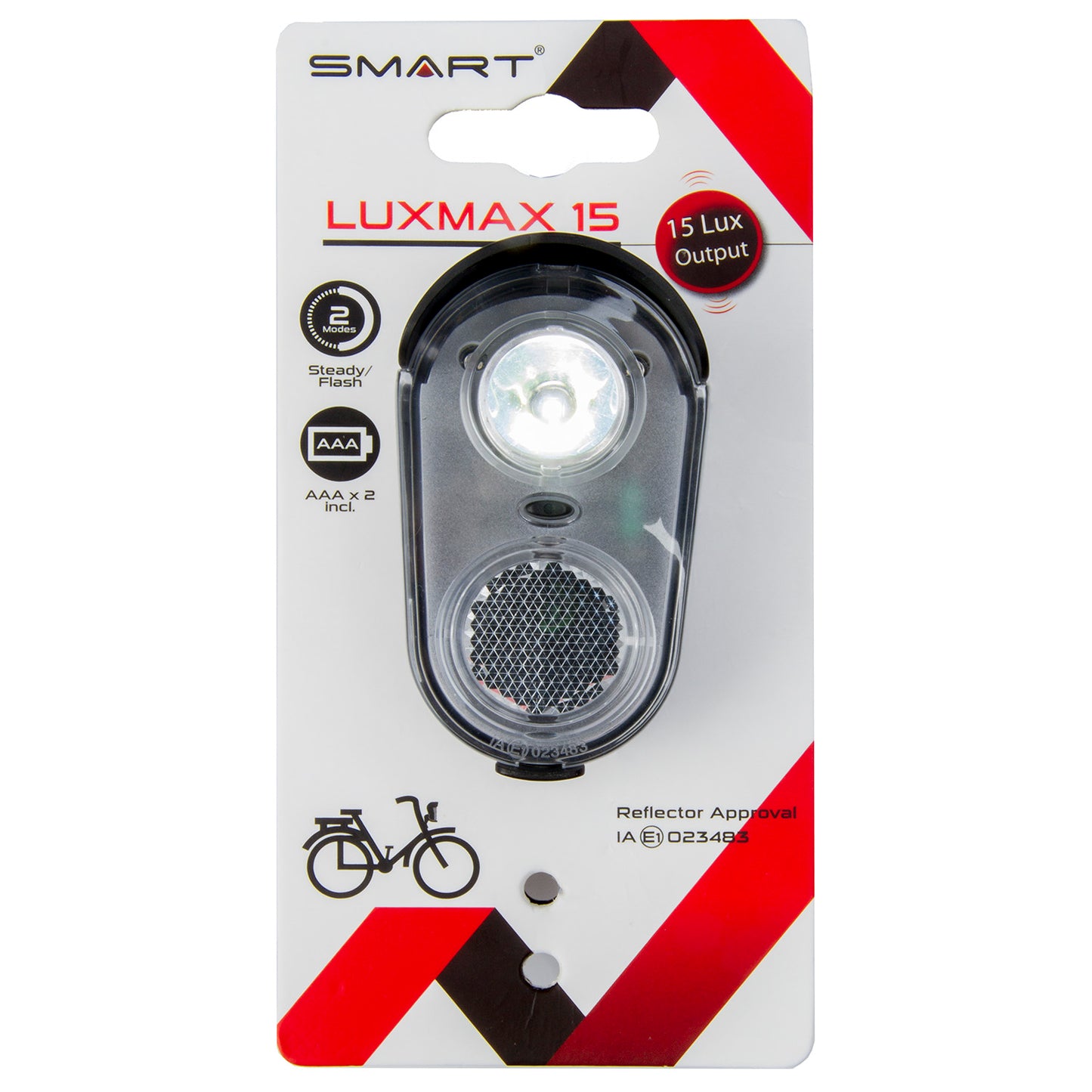 Frontlichtbatterie 15 Lux LED schwarz
