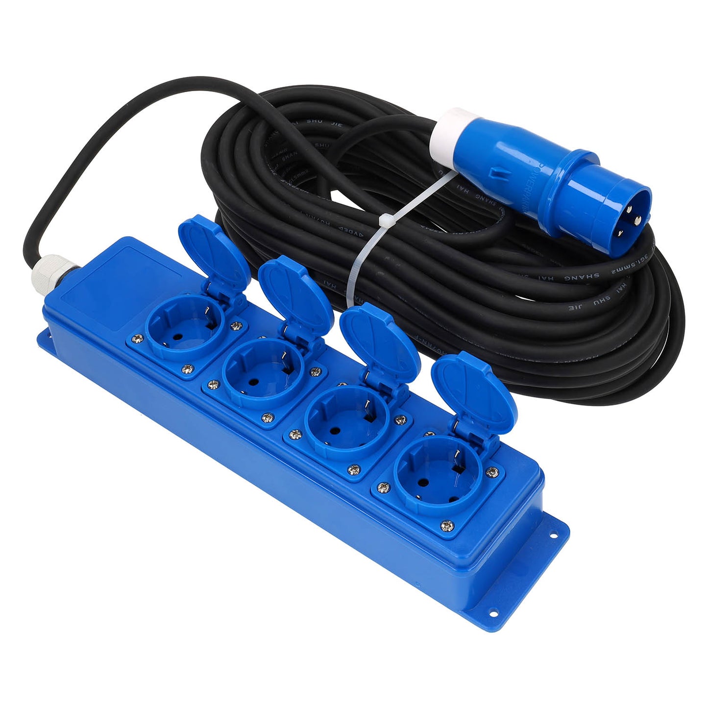 Quatro Unit CEE 4-Wege-Schuko-Steckdosenleiste mit 20 Meter Kabel und CEE-Stecker