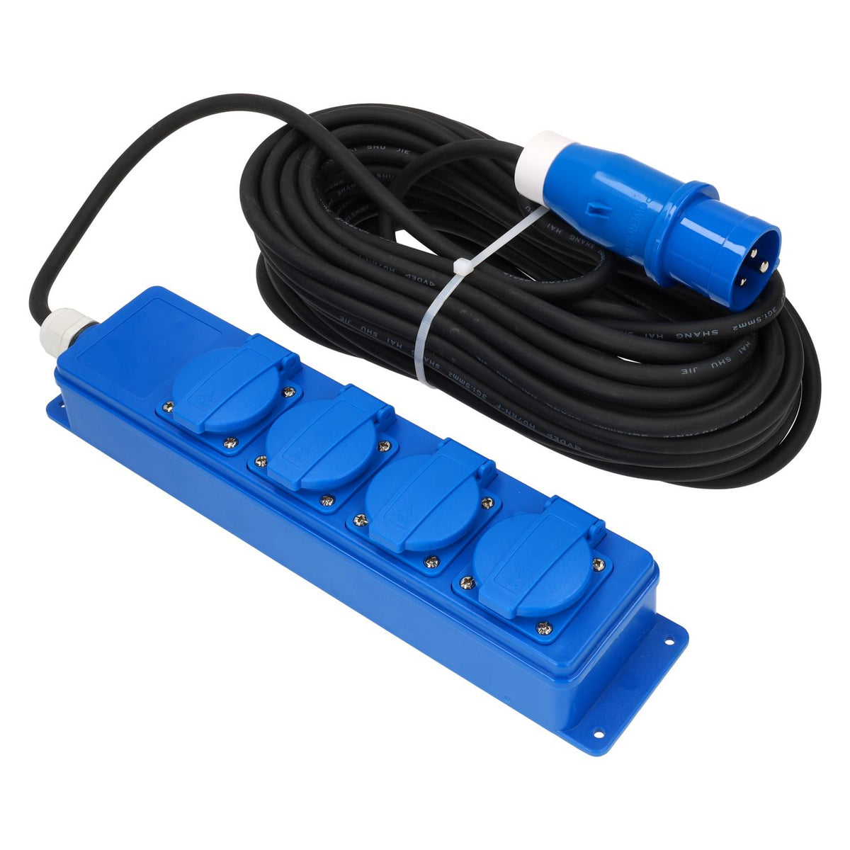 Quatro Unit CEE 4-Wege-Schuko-Steckdosenleiste mit 20 Meter Kabel und CEE-Stecker