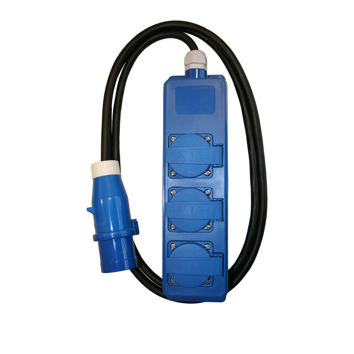 Dreifach-CEE-3-Wege-Schuko-Steckdosenleiste mit 1,5 m Kabel und CEE-Stecker