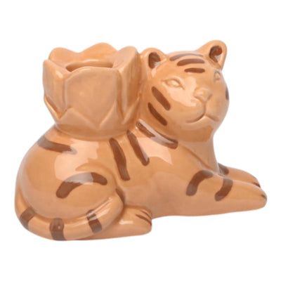 Mansion Atmosphäre Kerzenständer Tiger Creme 12,5x7,5x8,5cm