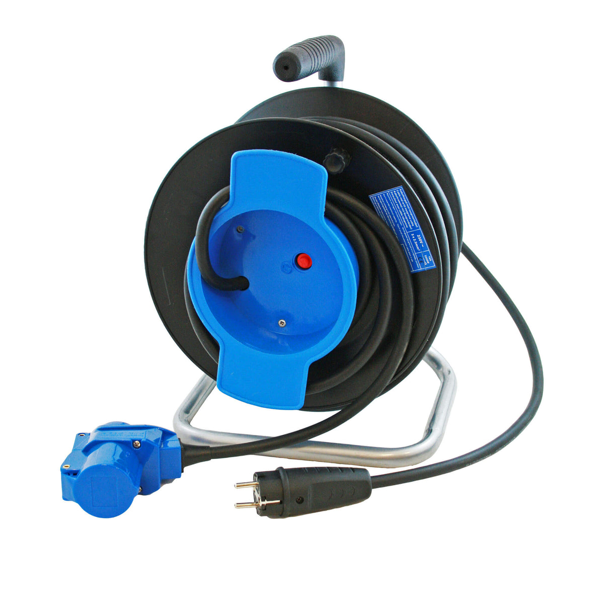 Kabeltrommel mit 25 Meter Neoprenkabel 3x 2,5mm² - Schukostecker und Winkelkupplung