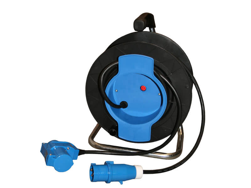 Kabeltrommel mit 40 Metern Neoprenkabel 3x 1,5mm² - CEE-Stecker und Winkelkupplung