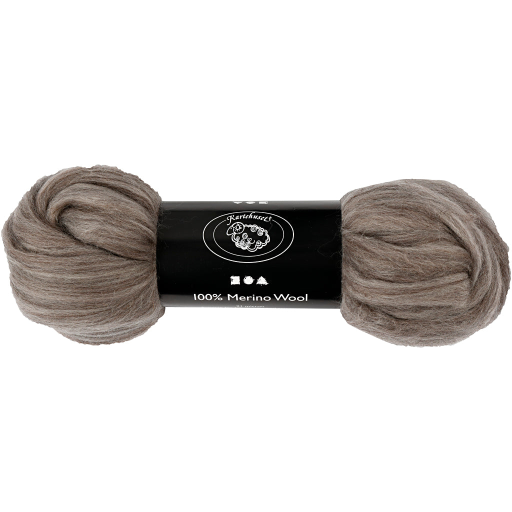 Creativ Company Merinowolle, Stärke 21 my, naturgrau, 100 gr 1 Box