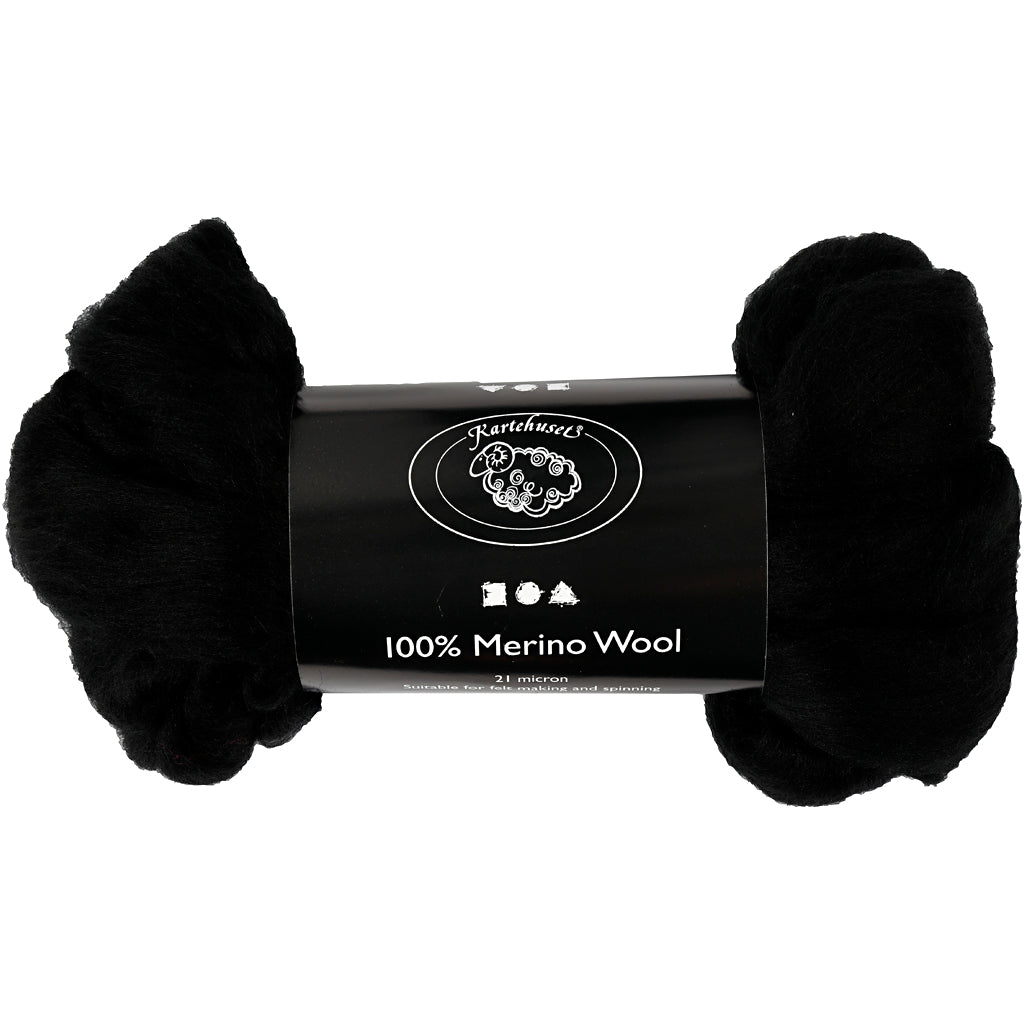 Creativ Company Merinowolle, Stärke 21 my, schwarz, 100 gr 1 Box