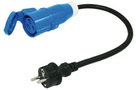 Adapterkabel 0,5 Meter 3x 2,5mm² mit Schukostecker und CEE-Steckdose
