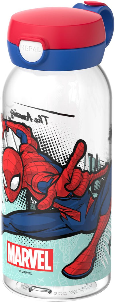 Mepal Trinkflasche mit Klappdeckel Campus – 600 ml – Wasserflasche Kinder – auslaufsicher – hygienischer Deckel – Spiderman