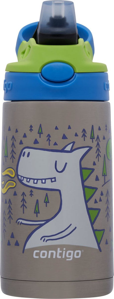Contigo Easy Clean Autospout Thermosflasche mit Strohhalm für Kinder, BPA-freie Edelstahl-Wasserflasche, 100 % auslaufsicher, leicht zu reinigen, ideal für Kita, Schule und Sport, 380 ml | Feuerdrache