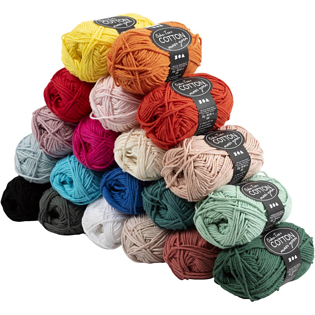Creativ Company Baumwollgarn, L: 80-85 m, verschiedene Farben, 20x50 gr 1 Box